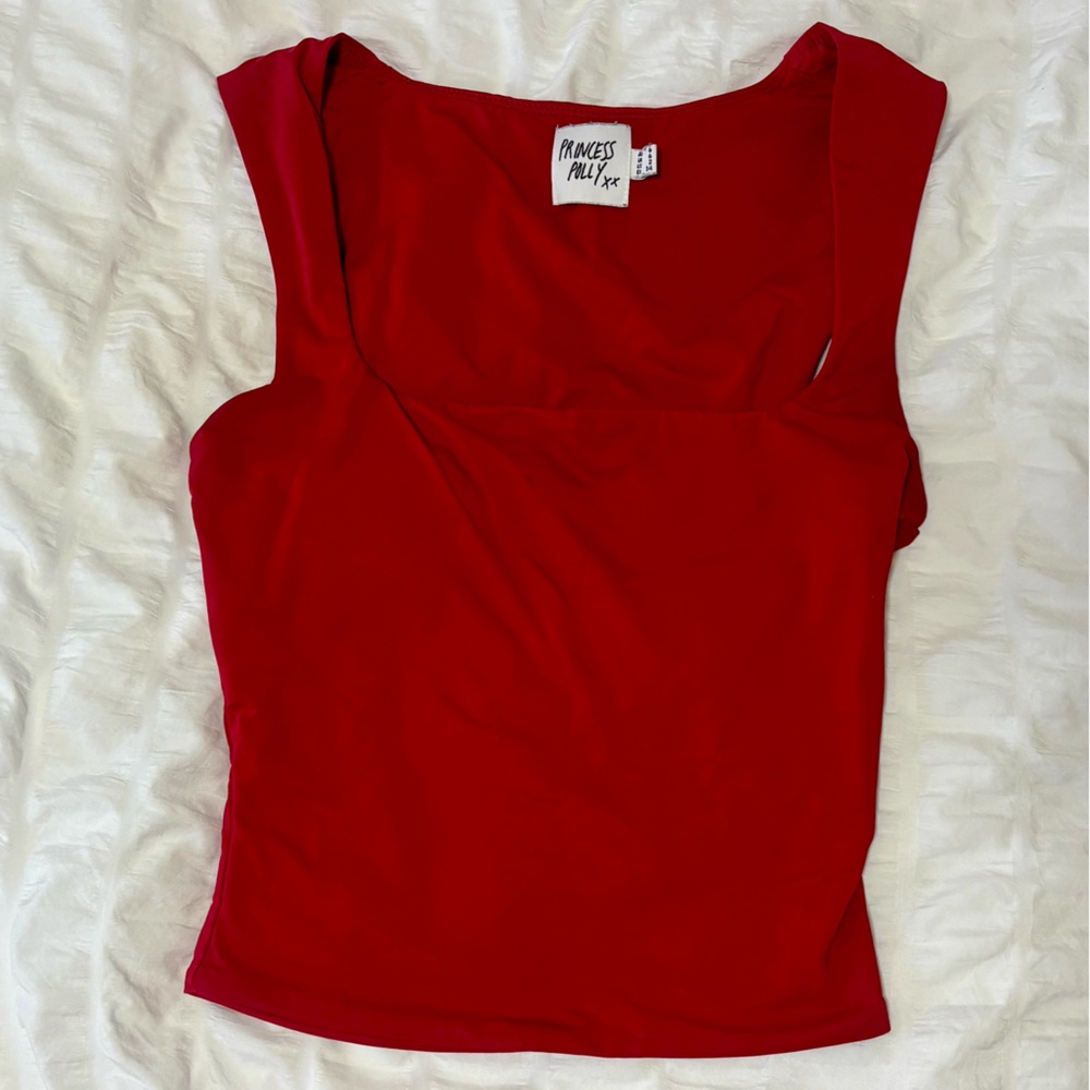 Princess Polly Red Square Neck Top